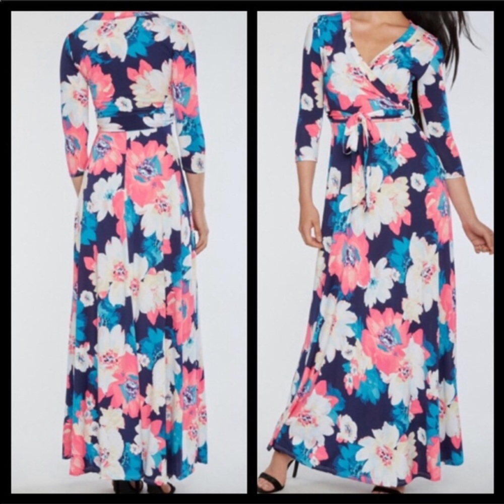 Beautiful faux wrap floral maxi dress